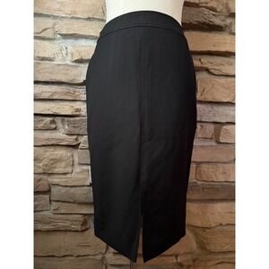 White House Black Market Womens Black Cotton Blend Midi Pencil Skirt Size 6